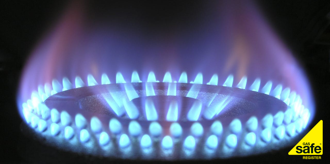 Blue gas flame with gas safe heating register logo